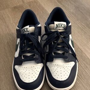 Nike Kids Navy and White Sneakers with Green Accents